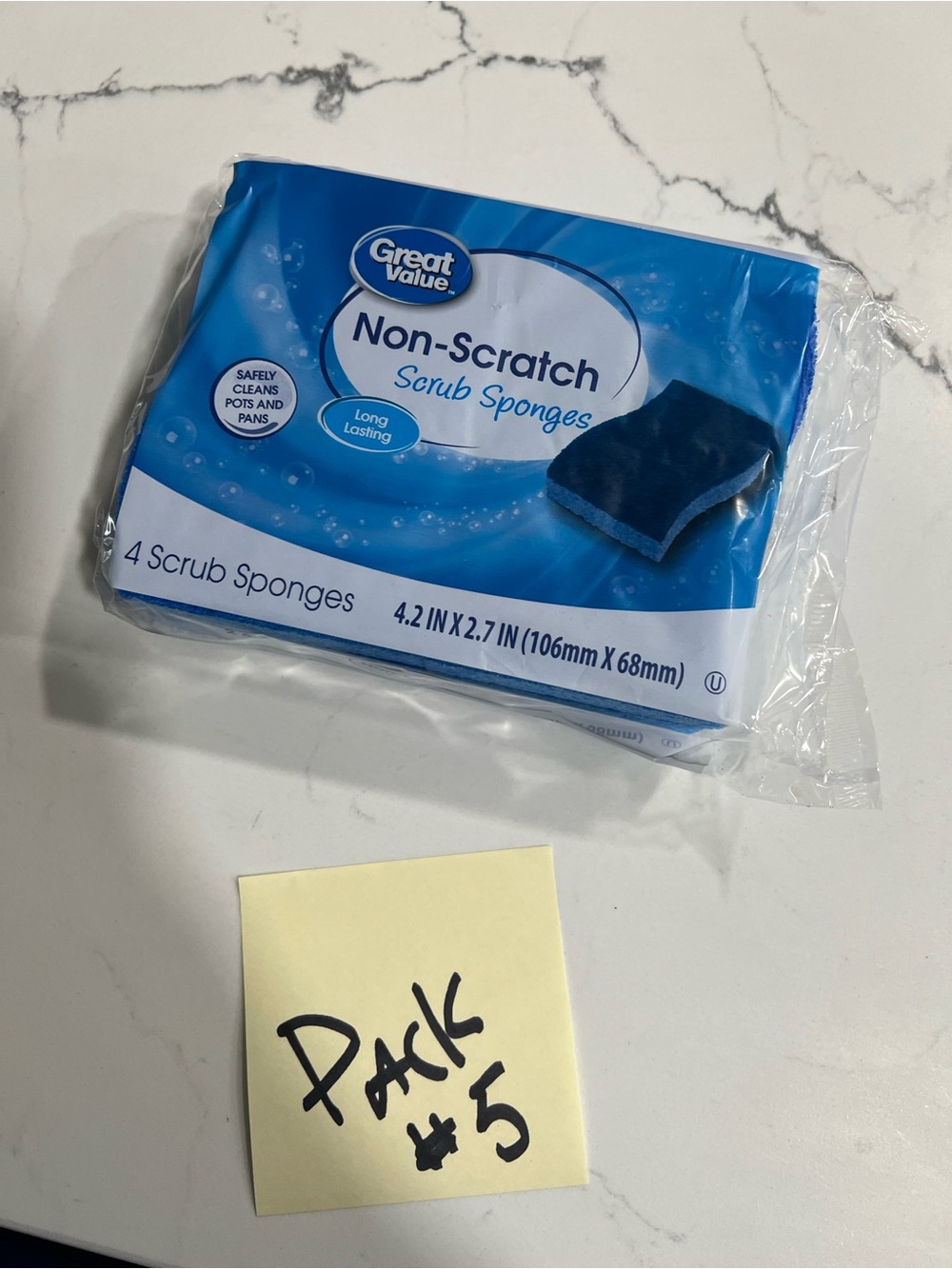 Pack #5- Non-Scratch Scrub Sponges - Blue pack of 4